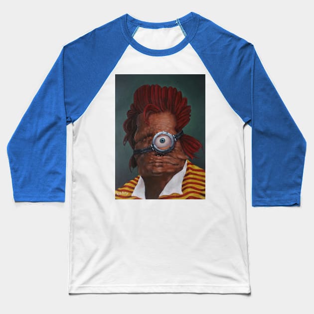 Sorry Part 2 | Rock and Roll McDonalds | Ronald McDonald X Minion Crossover | Rock Donald Multiverse Baseball T-Shirt by Tiger Picasso